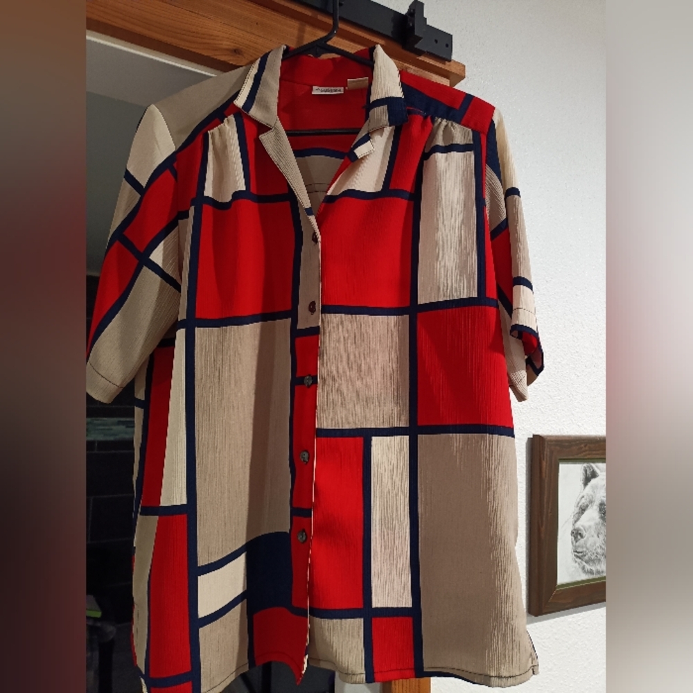 Stylish Red and Beige Blouse